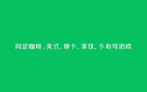 同是咖啡，美式、摩卡、拿铁、卡布奇诺啥区别？减肥不能喝哪种？（咖啡种类讲解）