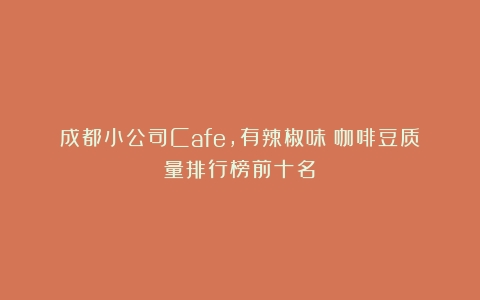 成都小公司Cafe,有辣椒味（咖啡豆质量排行榜前十名）