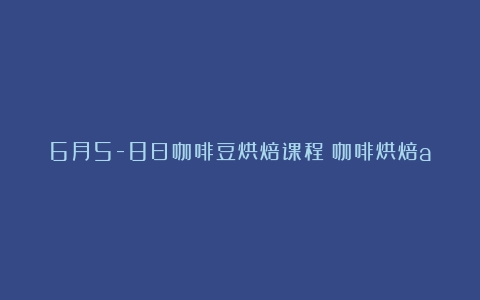 6月5-8日咖啡豆烘焙课程（咖啡烘焙agtron表）