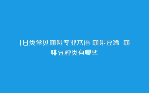 18类常见咖啡专业术语（咖啡豆篇）（咖啡豆种类有哪些）