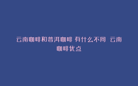 云南咖啡和普洱咖啡：有什么不同？（云南咖啡优点）