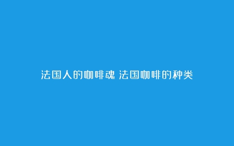 法国人的咖啡魂（法国咖啡的种类）