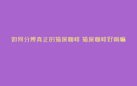 如何分辨真正的猫屎咖啡（猫屎咖啡好喝嘛）