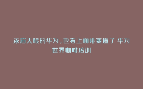 浓眉大眼的华为，也看上咖啡赛道了（华为世界咖啡培训）