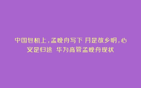 中国包机上，孟晚舟写下《月是故乡明，心安是归途》（华为高管孟晚舟现状）