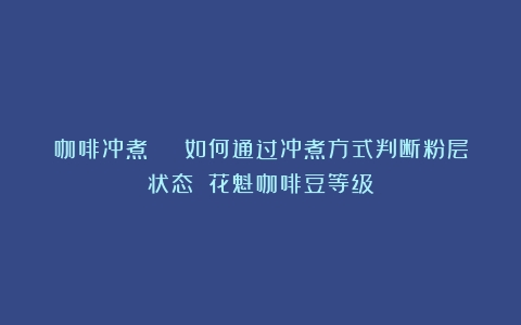 咖啡冲煮 | 如何通过冲煮方式判断粉层状态？（花魁咖啡豆等级）