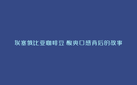 埃塞俄比亚咖啡豆：酸爽口感背后的故事（埃塞俄比亚咖啡搭配食品风味）