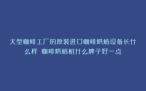 大型咖啡工厂的原装进口咖啡烘焙设备长什么样？（咖啡烘焙机什么牌子好一点）