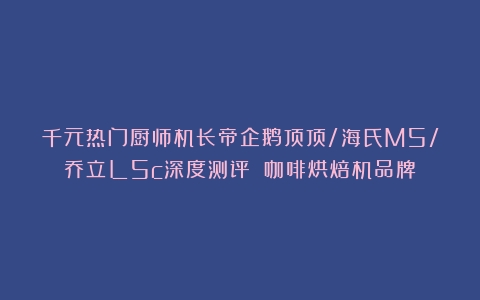 千元热门厨师机长帝企鹅顶顶/海氏M5/乔立L5c深度测评！（咖啡烘焙机品牌）