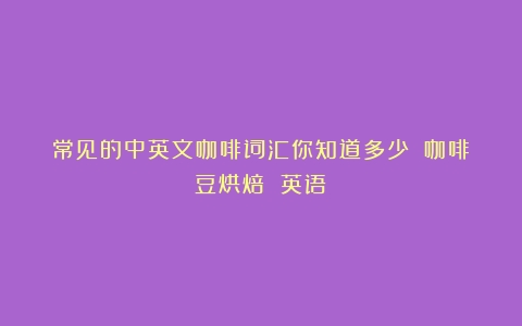 常见的中英文咖啡词汇你知道多少？（咖啡豆烘焙 英语）