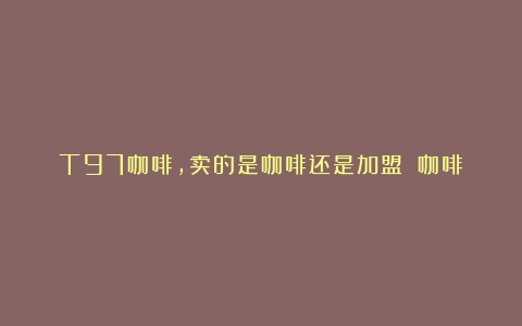 T97咖啡，卖的是咖啡还是加盟？（咖啡品牌加盟10大品牌有哪些呢知乎）