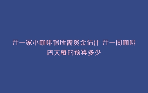 开一家小咖啡馆所需资金估计（开一间咖啡店大概的预算多少）