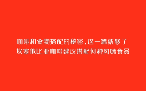 咖啡和食物搭配的秘密，这一篇就够了！（埃塞俄比亚咖啡建议搭配何种风味食品）