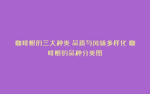 咖啡树的三大种类：品质与风味多样化（咖啡树的品种分类图）