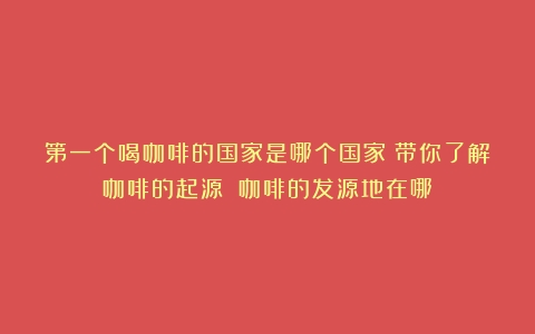 第一个喝咖啡的国家是哪个国家？带你了解咖啡的起源！（咖啡的发源地在哪）