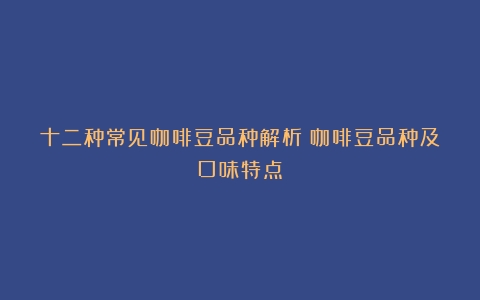 十二种常见咖啡豆品种解析（咖啡豆品种及口味特点）