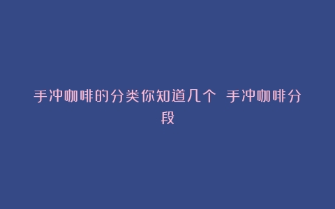 手冲咖啡的分类你知道几个？（手冲咖啡分段）