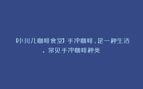 【小川儿咖啡食堂】手冲咖啡，是一种生活。（常见手冲咖啡种类）