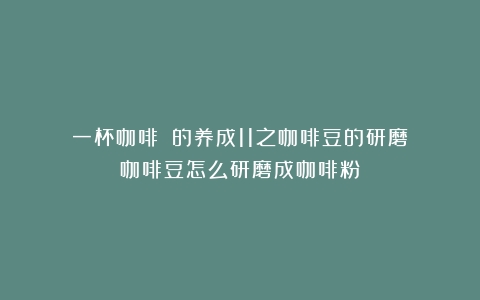 一杯咖啡☕️的养成11之咖啡豆的研磨（咖啡豆怎么研磨成咖啡粉）