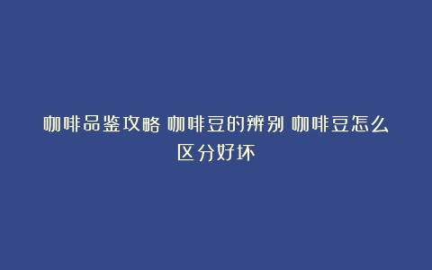 咖啡品鉴攻略：咖啡豆的辨别（咖啡豆怎么区分好坏）