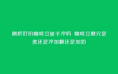 刚烘好的咖啡豆能手冲吗？（咖啡豆磨完是煮还是冲加糖还是加奶）