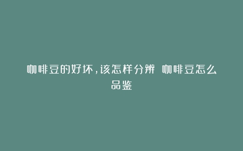 咖啡豆的好坏，该怎样分辨？（咖啡豆怎么品鉴）