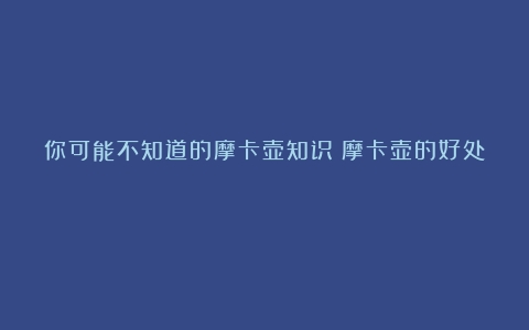 你可能不知道的摩卡壶知识（摩卡壶的好处）