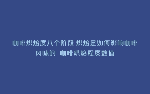 咖啡烘焙度八个阶段：烘焙是如何影响咖啡风味的？（咖啡烘焙程度数值）