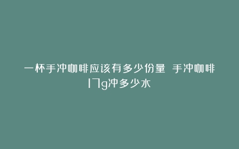 一杯手冲咖啡应该有多少份量？（手冲咖啡17g冲多少水）