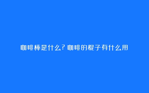 咖啡棒是什么?（咖啡的棍子有什么用）