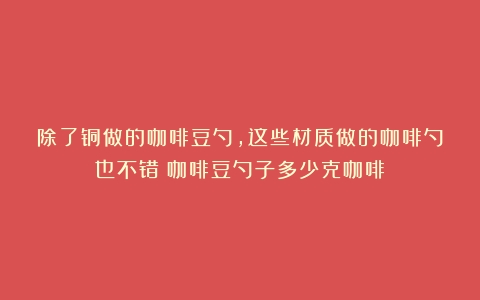 除了铜做的咖啡豆勺，这些材质做的咖啡勺也不错（咖啡豆勺子多少克咖啡）