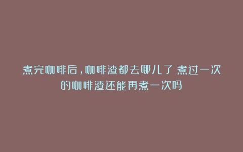 煮完咖啡后，咖啡渣都去哪儿了（煮过一次的咖啡渣还能再煮一次吗）