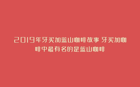 2019年牙买加蓝山咖啡故事（牙买加咖啡中最有名的是蓝山咖啡）