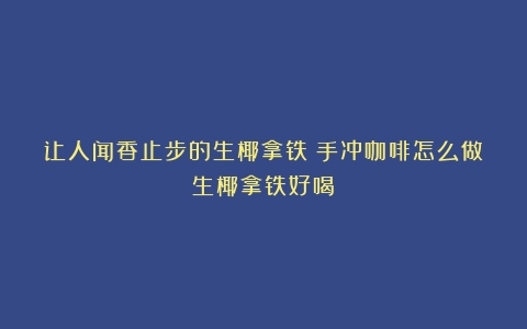 让人闻香止步的生椰拿铁（手冲咖啡怎么做生椰拿铁好喝）