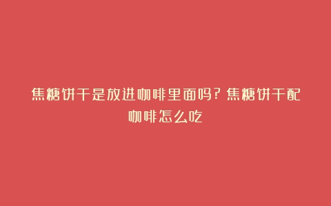 焦糖饼干是放进咖啡里面吗?（焦糖饼干配咖啡怎么吃）