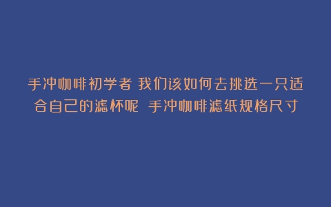 手冲咖啡初学者：我们该如何去挑选一只适合自己的滤杯呢？（手冲咖啡滤纸规格尺寸）