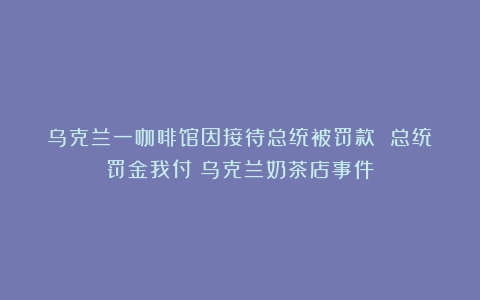 乌克兰一咖啡馆因接待总统被罚款 总统：罚金我付（乌克兰奶茶店事件）