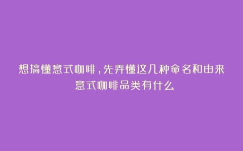 想搞懂意式咖啡，先弄懂这几种命名和由来！（意式咖啡品类有什么）