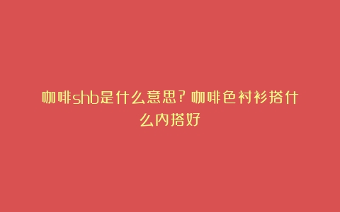 咖啡shb是什么意思?（咖啡色衬衫搭什么内搭好）