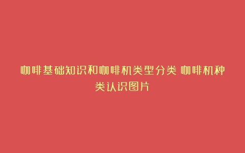 咖啡基础知识和咖啡机类型分类（咖啡机种类认识图片）