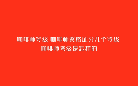 咖啡师等级？咖啡师资格证分几个等级？（咖啡师考级是怎样的）