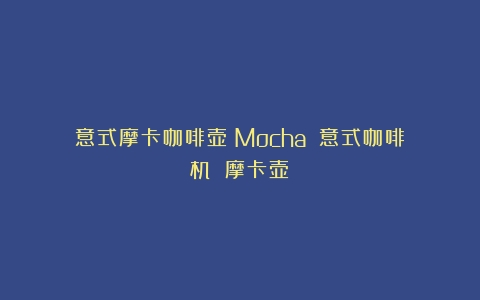 意式摩卡咖啡壶（Mocha）（意式咖啡机 摩卡壶）