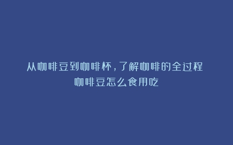 从咖啡豆到咖啡杯，了解咖啡的全过程！（咖啡豆怎么食用吃）