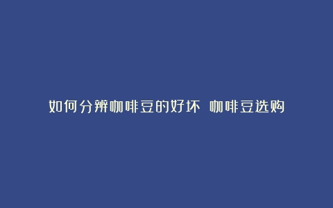 如何分辨咖啡豆的好坏？（咖啡豆选购）