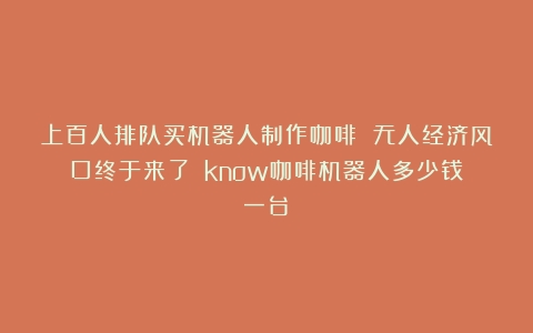 上百人排队买机器人制作咖啡 无人经济风口终于来了？（know咖啡机器人多少钱一台）