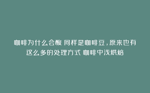 咖啡为什么会酸？同样是咖啡豆，原来也有这么多的处理方式（咖啡中浅烘焙）