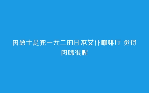 肉感十足独一无二的日本女仆咖啡厅（觉得肉味很腥）