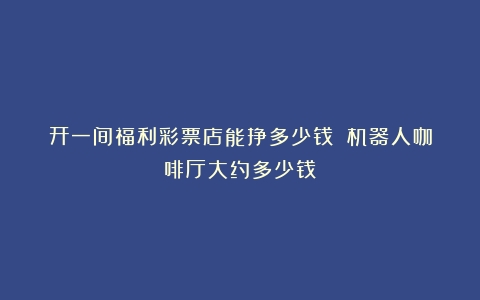 开一间福利彩票店能挣多少钱？（机器人咖啡厅大约多少钱）