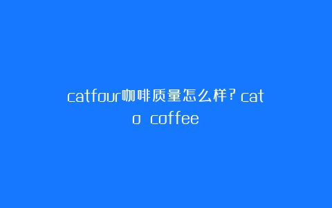 catfour咖啡质量怎么样?（cato coffee）