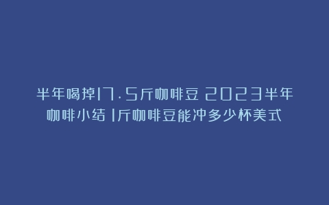 半年喝掉17.5斤咖啡豆：2023半年咖啡小结（1斤咖啡豆能冲多少杯美式）